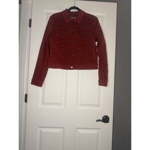 Kut From The Kloth Red Denim Jean Jacket Xl Cotton Poly Spandex